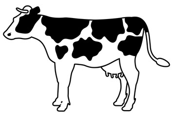 横から見た乳牛の全身イラスト