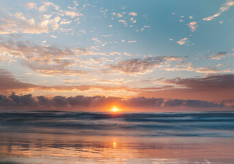 Beautiful sunrise over the Pacific Ocean in Pottsville, NSW, Australia