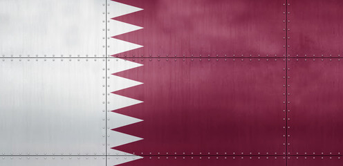 3D Flag of Qatar on metal