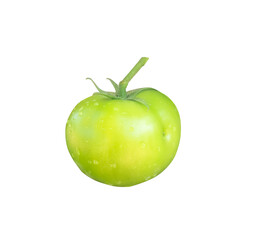 Green tomatoes with water drops isolated on white background , clipping path