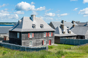 Village setting in Cape Breton Fortress of Louisbourg historical buildings