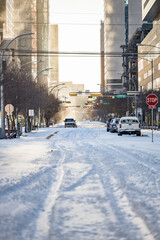 Road covered in snow Austin texas