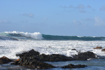 The sea demonstrating its power against the cliffs