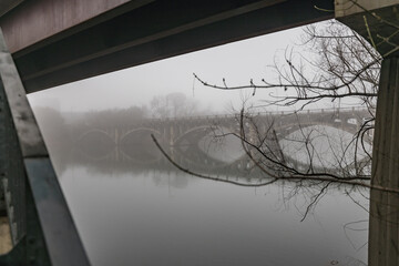 Austin texas under bridge in fog