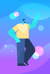 young guy in trendy casual clothes male cartoon character full length vertical vector illustration