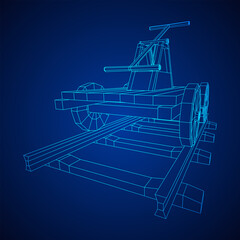 Handcar transportation. Draisine or rail vehicle. Wireframe low poly mesh vector illustration.