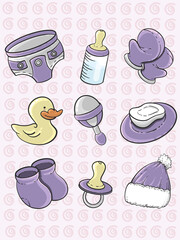 Set of the cute baby item in hand-drawn