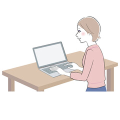 A woman using a laptop computer
