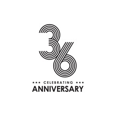Celebrating 36th year anniversary logo design template