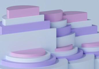 3d pastel room stage background. product stand show. product presentation podium. the stage show background. geometry concept. layer step object.  product background. cosmetic beauty. 3d rendering.