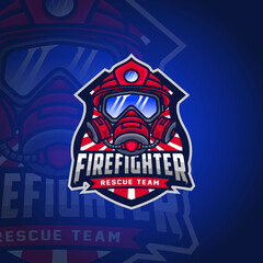Firefighter Mascot Logo Design Illustration For Rescue Team