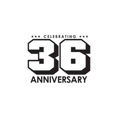 Celebrating 36th year anniversary logo design template