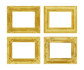 The antique wooden gold frame two style isolated on  white background with clipping path