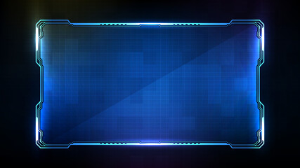 abstract futuristic background of blue glowing technology sci fi frame hud ui