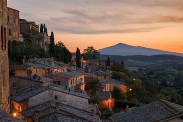 Fototapeta na wymiar September evening over the medieval town of Montepulciano. Italy