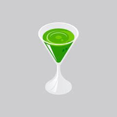 Delicious fresh a glass of green drinks vector illustration,  a glass of green drinks flat icon