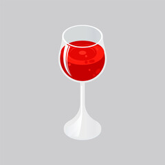 Delicious fresh a glass of red drinks vector illustration,  a glass of red drinks flat icon