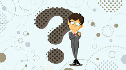 考え込むスーツ姿の男性のイラスト