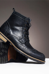 shoes. fashion still life. men black boots