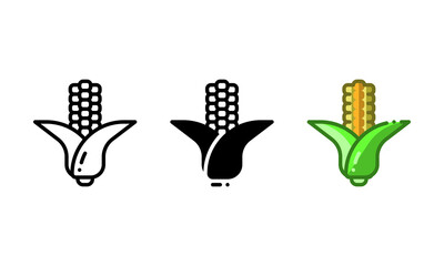 Corn icon. With outline, glyph, and filled outline styles