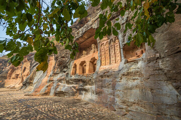 Beautiful Jain Statues carved on the rock near Gwalior Fort, Gwalior, Madhya Pradesh, India