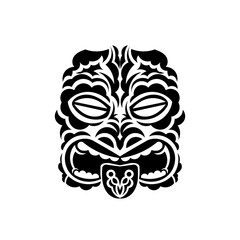 Maori pattern face. Samoan style mask. Polynesian style tattoo or print. Vector illustration.