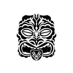 Maori pattern face. Samoan style mask. Polynesian style tattoo or print. Vector illustration.