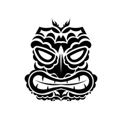 Samoan style mask. Polynesian style tattoo or print. Vector