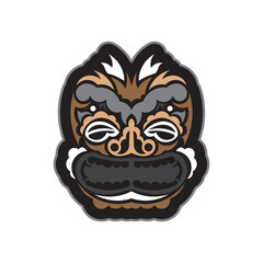 Maori pattern face. Samoan style mask. Polynesian print. Exclusive corporate identity. Vector illustration.