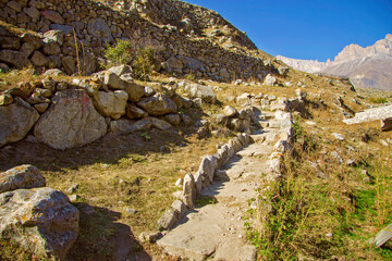 Ancient ruin of Kunlyum village, Upper Balkaria, North Caucasus, Russia