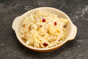 Sauerkraut with cranberry in the bowl