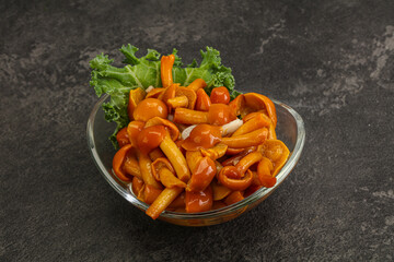 Marinated mushroom - honey agaric in the bowl