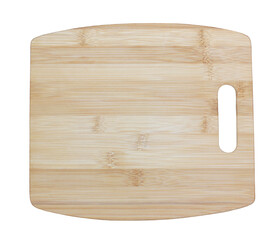 empty bamboo cutting board, isolated on a white background.