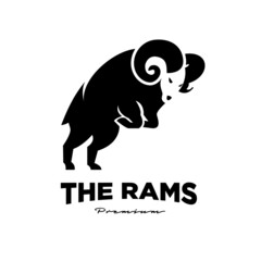 Obraz premium big horn rams, goat, sheep, lamb logo silhouette - mammal, animal vector badge vector illustration design for business, sport, team logo design