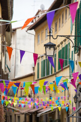 Colorful flags in Arezzo, Italy