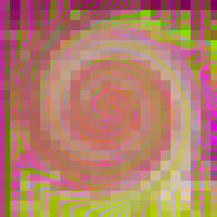 An abstract glitch art spiral shape background image.