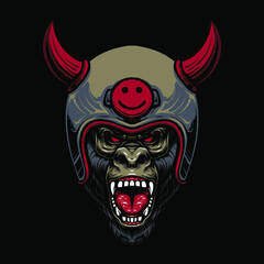 gorilla head motorcycle vector illustration