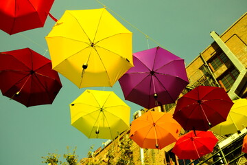 yellow and red umbrella