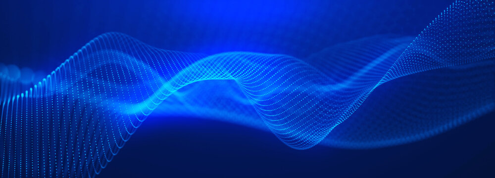 beautiful abstract wave technology background with blue light digital effect corporate concept © AVADA