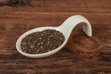 Seasoning chia seeds in the bowl