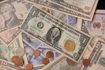 Banknote money on white background and saving money and business growth concept, finance and investment concept