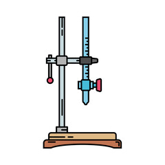 Line color medical pharmaceutical icon retort stand. Professional equipment symbol. Science, pharmacy, medic, chemistry background emblem element. Laboratory glass. Vector medical outline illustration