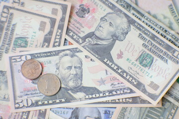 Banknote money on table background and saving money and business growth concept,finance and investment concept