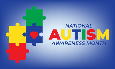 April is Autism Awareness Month, a nationwide effort started by the Autism Society. Medical concept. Background, banner, card, poster concept. 