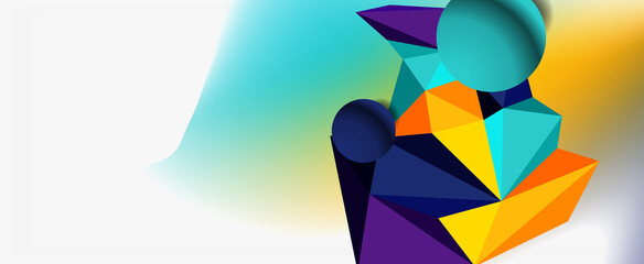 Trendy 3d geometric composition, design template for business or technology presentation, internet poster or web brochure cover