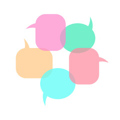 five empty phrase bubbles on a white background.