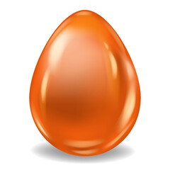 Orange Realistic Easter Egg Colored Glossy. Vector illustration isolated