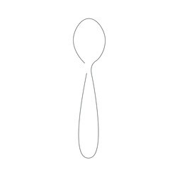Spoon silhouette line drawing, vector illustration