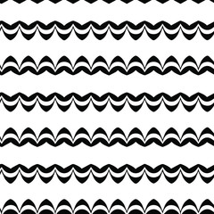 Geometric vector pattern with triangular elements. Seamless abstract ornament for wallpapers and backgrounds. Black and white patterns.