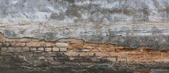 Old Brick Wall Texture. Painted Distressed Wall Surface. Grunge Red Stonewall Background.